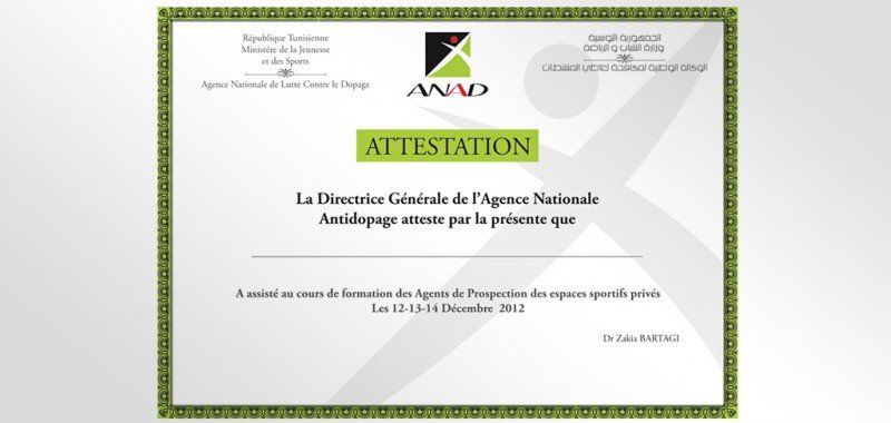 Attestation ANAD