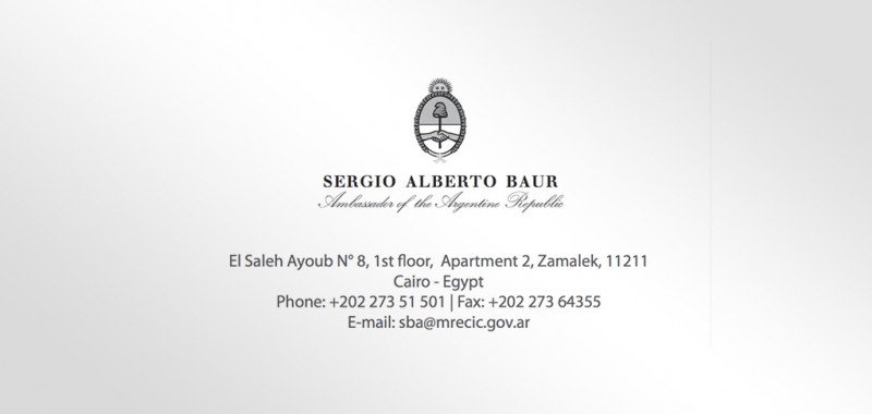 Carte de visite Ambassade d'argentine