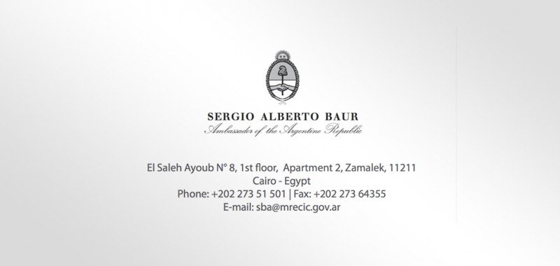 Carte de visite Ambassade d'argentine