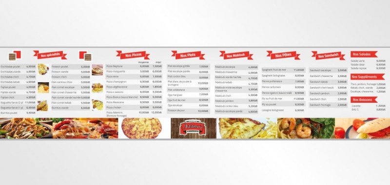 Menu suspensif Restaurant Adamo's