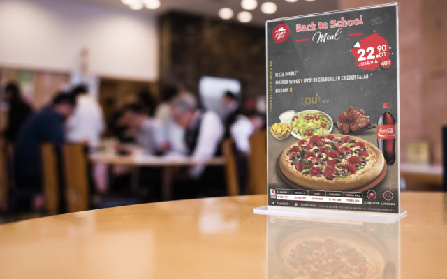 Conception Présentoir A4 Pizza Hut