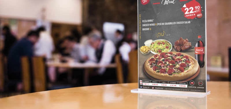 Conception Présentoir A4 Pizza Hut