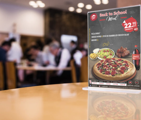 Conception Présentoir A4 Pizza Hut