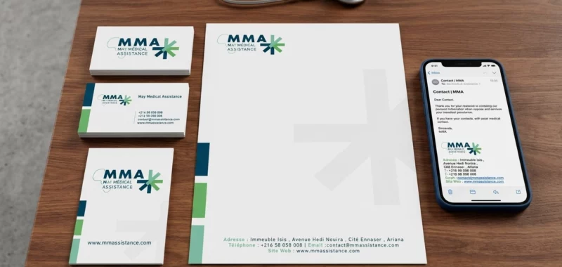 Déploiement de l’Identité Visuelle de MMA : Cartes de Visite, Papier à Entête et Signature d’Email